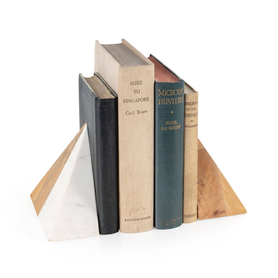 Marble Bookends with Wood Inlay II